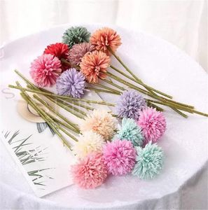 造花の花束の絹のタンポポの花のボールの偽の花DIYホームバレンタインデーの装飾DD892