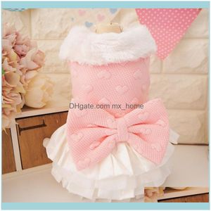 Odzież Pet Supplies Home GardenGlious Kek Mała Zima Cute Girl Coat Dress Fur Collar Luksusowa Księżniczka Kobiet Pies Ubrania Yorkshire Shi