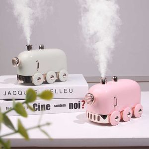 300ml Ultraljud Luftfuktare Retro Mini Train USB Aroma Air Diffuser Essential Oljedimma Maker Fogger med färg LED-ljus