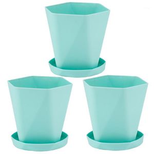 Planters & Pots 3pcs Garden With Tray Flower Pot Home Decor Ornament Planter Easy Install Drainage Hole Wide Mouth Thickening PP Stand Indoo