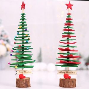 Dekoracje świąteczne Kreatywny Tabletop Wełny Filc Drzewo Xmas Desktop Craft Decor Party Ornaments Dla Prezent Home Store Decoration1
