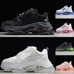 Erkek Elbise Ayakkabı Üçlü S 17FW Kristal Alt Paris Sneakers Siyah Krem Kırmızı Baba Eğitmenler Platformu Kadın Moda Rahat