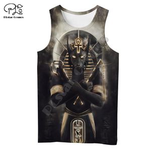 PLSTAR COSMOS HORUS GOD EYE Mısır 3D Baskı Tank Üst Firavun Anubis Yüz Sembol Unisex Yaz Yelek Mens Womens Kolsuz S-8