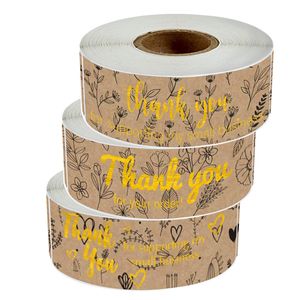 7.5 * 2.5 cm 120 adet Teşekkürler Kraft Kağıt Çıkartmalar Etiketleri Ile Altın Folyo Hommade Pişirme Kendinden Mühür Hediye Mühür Paketleme Sticker