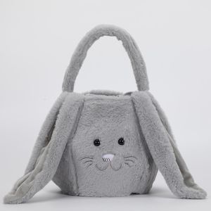 NUOVOBorsa di Pasqua con orecchie lunghe Festive Soft Plush Easter Bunny Basket Cute Rabbit Face Bucket Borsa da shopping portatile per esterni ZZB13092