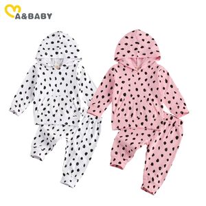 0-24m Primavera outono infante nascido bebê roupas de roupa conjunto Leopardo manga comprida com capuz top calças roupas casuais roupas 210515