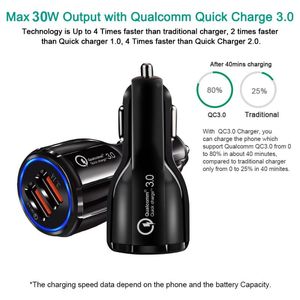 QC3.0 Car Charger Dual USB Port High Speed Quick Charging 3.1A Adapter For 11 12 pro-Samsung htc Cell Phone Chargers