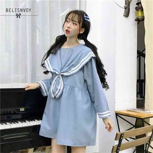 Japoński Harajuku Kobiety Lolita Styl Dress Sailor Collar Gothic Cute School School Uniform Anime Kawaii Party Elegant Mini 210520