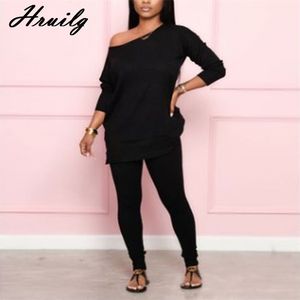 Tuta da donna Taglie forti Set da due pezzi Abbigliamento da salotto Manica lunga Top larghi Matita Pantaloni da donna Completi Abiti da donna Felpe 210513