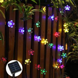 7M LED a energia solare Sakura Flower String Light Modalità singola / 7 modalità Lampada da esterno per fiori da giardino - Bianco Lunga luminosità + modalità flash