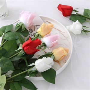 Decorative Artificial Flowers Fake Silk Long Stem Rose for Wedding Party Home Office Outdoor Decoration