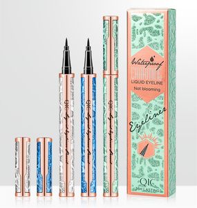 QIC Wasserdichter Sternenhimmel-Eyeliner-Stift, 3 Farben der Pfeife, 24 Stunden lang anhaltender flüssiger schwarzer Eyeliner-Stift mit Box, nicht blühende, glatte Make-up-Werkzeuge