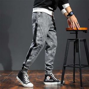 Men's Fashion Pants Elastic Band Overweight Large Size Jeans Cowboy Trousers Male Fashionable Patchwork Streetwear Plus Size Man 211104