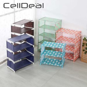 Celldeal 3/4/5 camadas não-tecida rack de sapato reforçado sala de estar à prova de poeira organizador de sapato de gabinete diy prateleiras de estanque 210609