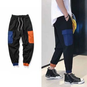 Men Hip Hop Belt Cargo Pants 2021 Man Patchwork Overalls Japanese Streetwear Joggers Pants Men Designer Harem Pants Y0927