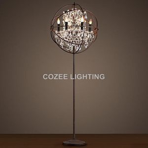 Floor Lamps Vintage Crystal Lamp Standing Lighting LED Orb Cristal Light Indoor Home Restaurant Living And Dining Room