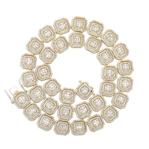 13mm Iced Out Baguette Halsband Miami Kubansk kedja Micro Pave Cubic Zirconia Mens Hip Hop Smycken för gåva