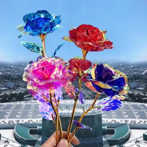 Simulation Rose Regenbogen Valentinstag Romantische Folienblume Hochzeitsgeschenke Schöne bunte Rosenblume