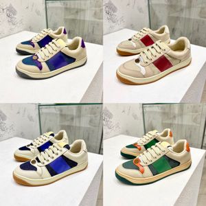 Kvinnor Screener läder sneaker herr designer skor webbgrön röd rand sko original duk lägenheter sneakers casual skor toppkvalitet med ruta 320