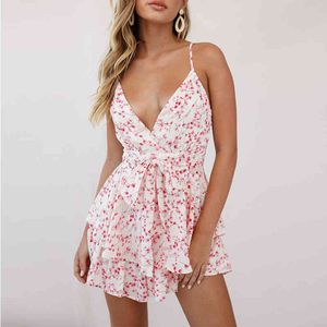 Foridol Sleeveless Dot Summer Beach Rompers Plus Size Playsuits Female Vintage Sash Plaid Wide Leg Overalls for Women Print 210415