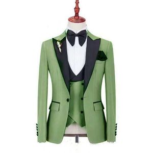 1つのボタンをカスタマイズするハンサムなピークラペリル新郎Tuxedos男性が結婚式/プロム/ディナーマンブレザー（ジャケット+パンツ+ネクタイ+ベスト）W827