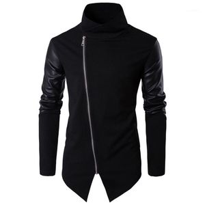 Giacche da uomo 2021 Est Men Leather Fahion Spring Autumn Zipper Tihn Coat Dolcevita Slim Casual Plus Size Soprabito