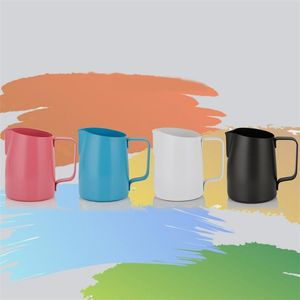 Tjockt rostfritt stål mjölkskyddande kanna kaffe pitcher kreativ snett konst kopp barista verktyg 210423