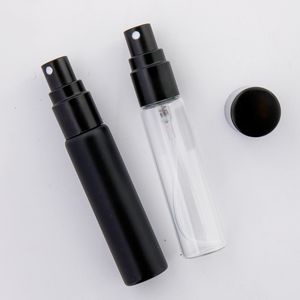100 x 10mlクリアマットブラックフルカバーファインミストスプレーボトル照明防止香水詰め替え可能アトマイザージャー