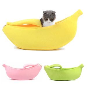 Funny Banana Cat Bed House Cute Cozy Cat Mat Beds Warm Durable Portable Pet Basket Kennel Dog Cushion Cat Supplies 4 Colors 210713