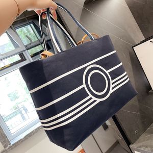 Listra Padrão venda por atacado-Navy grosso bolsa de lona grande capacidade de grande capacidade das mulheres bolsas de praia Bolsa de moda agradável sacos de compras