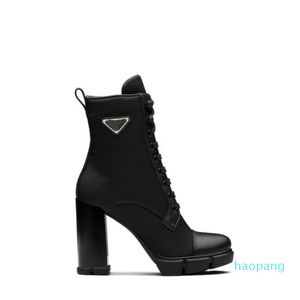 Designer-Women Ankle Boots Leather and nylon fabric booties Leather Biker Australia Booties Winter boot size US 4-10