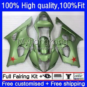 Wtryskiwanie Formy Formy dla Suzuki GSXR1000 GSX-R1000 K3 2003-2004 Korpiarki 25NO.43 GSXR 1000 CC 1000CC 2003 2004 GSXR-1000 03 04 Motocykl OEM Bodys Matte Green