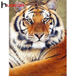 Huacan Full Square / Round Diamond Målning Tiger Kit 5D DIY Måla med diamanter Broderi Animal Dekorationer Hem