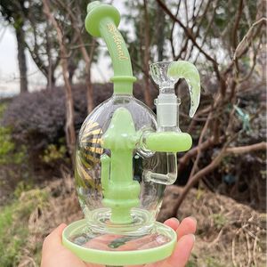 Mushroom Style Glass Bong hookahs Purple Green Pink Darkgreen Color Smoking Pipes Inchs Tall Recycler Dab Rigs Bongs