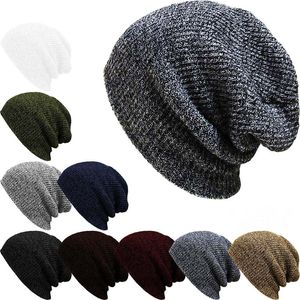 Casual Knitted Beanie Chapéu Inverno Homens Quente Slouchy Crânio Caps Crochet Masculino Baggy Cap Fashion Acessórios