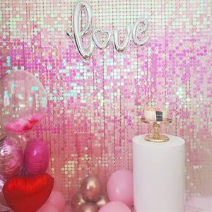 Party Decoration 1pc 30*30cm 3D Iridescent Panel Rose Gold Shimmer Sequin Wall Birthday Wallsticker Wedding Backdground Supplies