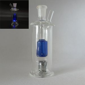 Hookah Glass Bong med LED Glowing Light Mini 10mm Joint Water Bongs Rensa rökrör perc Recycler Bubbler Percolator Dry Herb Tobacco