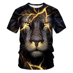 Erkek T-Shirt Yaz Tshirt O-Boyun Kısa Kollu Giyim Hayvan Aslan 3D Baskılı T Gömlek Büyük Boy S-5XL Topste Erkekler T-shirt