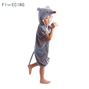 Animal Small Mouse Cosplay Costume Boy Girl Child Cartoon Pajama Gray Short Sleeve Funny Suit Halloween Carnival Jumpsuit Kids Q0910
