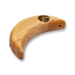 Wood Smoking Pipes Moon Shape With Tobacco Bowl Metal Screen 78MM Wooden Tobacco Herb Pipe Handmade Hand Pipe