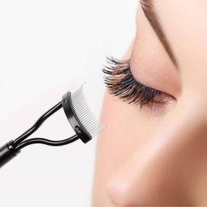 Lash Curler Eyelash Comb Eyebrow Brush Ögonfransar Separator Mascara Applicator Lashes Definer med Cover Arc designad kosmetiska borstar Verktyg svart
