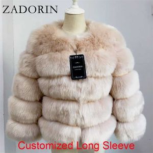 Zadorin Långärmad Faux Fur Coat Kvinnor Vinter Mode Tjocka Vajor Ytterkläder Fake Jacka Plus Storlek 211220