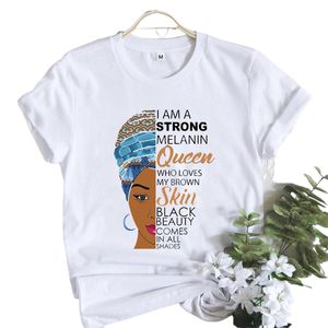 Kvinnors T-shirt Propcm Kvinnor Vacker afrikansk melanin Svart flicktryck t-shirt Queen Lips Harajuku Kvinnliga Kortärmade Kläder Skepp Fritidsfest Klubb Streetwear