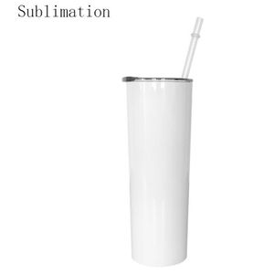 DIY Sublimation Skinny Tumbler 20oz rechte slanke beker blanco vacuüm geïsoleerde reismok Custom Gift Drink Cups