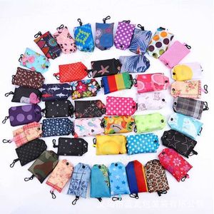 Home Storage Nylon Foldable Shopping Bags Reusable Eco-Friendly folding Bag Ladies Storage Bags DHW31