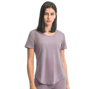 Yoga Camicie Canotte L-16 Tinta unita Moda Casual Sport Allentato Bodybuilding T Shirt Donna Palestra Corsa e Jogging Fitness Allenamento Sport Tee