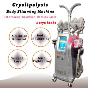 Vertikal 4 Cryo Head Cryotherapy Vakuum Fettsugning Kryolipolys Slimming Multifunktionell Maskin RF Fettlösning av viktminskning