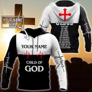 Erkek Hoodies Tişörtü Hıristiyan İsa Erkek Hoodie Özel Adı 3D Tüm Üzerinde Baskılı Unisex Kazak Kadınlar Için Sonbahar Rahat Kazak Z