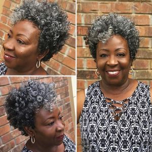 High Puff Drawstring Short Ponytails Bun For Natural grey Hair, crochet bouncy Curly Ponytail Hairpieces With Clip In Color Smoky Gray