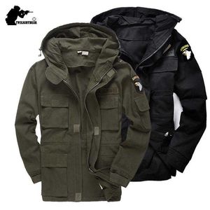 US Army M65 Tactical Trench Mężczyźni Wiatrówka Płaszcz Czysta Bawełna Solidna Odzież męska Klasyczne Fleece Parkas Kurtka wojskowa BF802 211011